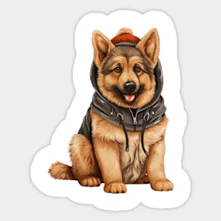 Winter German Shepherd Dog Sticker